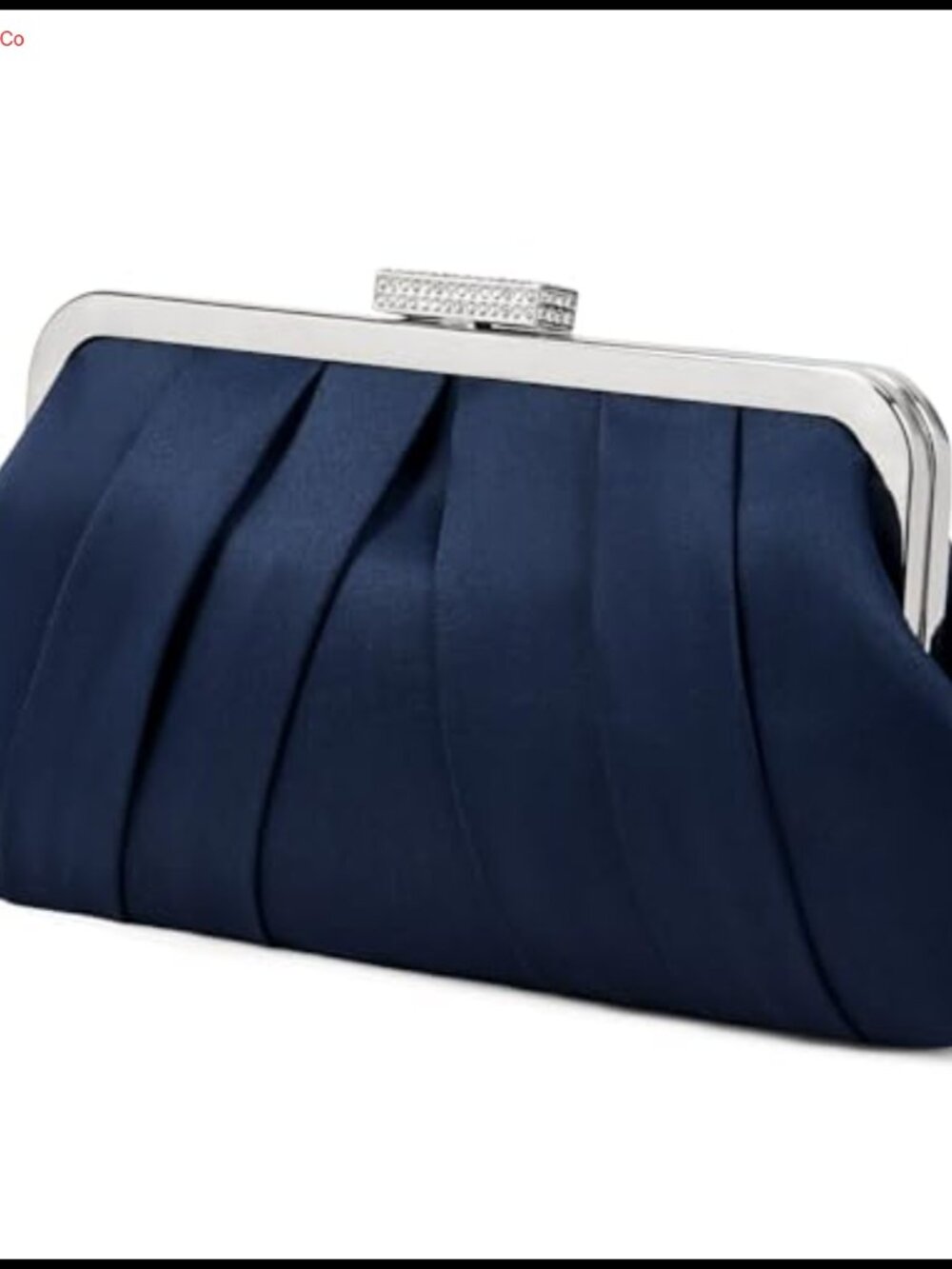 Pleated Satin Clutch Evening Bag with Removable Chain Strap